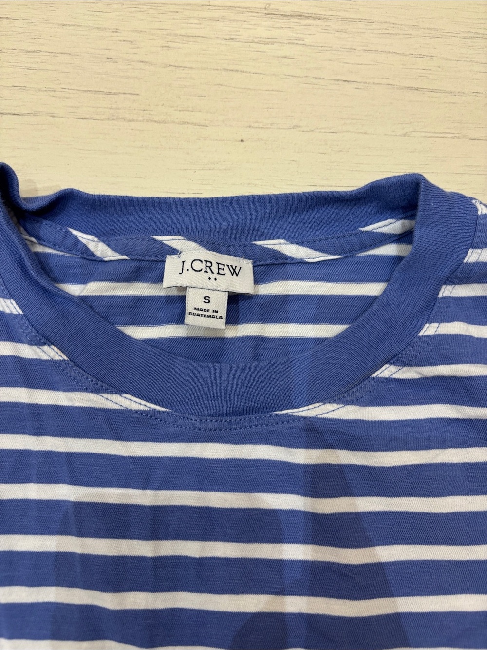 J. Crew Blue and White Striped Crewneck Tee - Picture 3 of 7